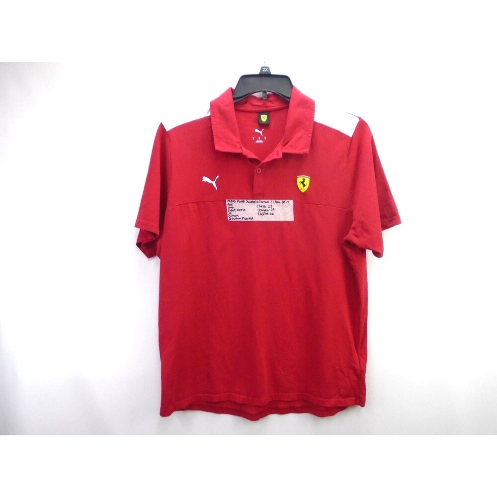 Puma Scuderia Ferrari F1 Polo Shirt Mens XL Red Classic Logo Team Fanwear Cotton